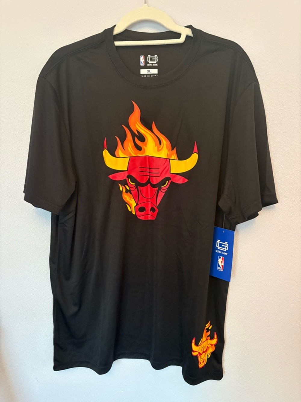 Men's Chicago Bulls Flame Logo Tee - Black, XL